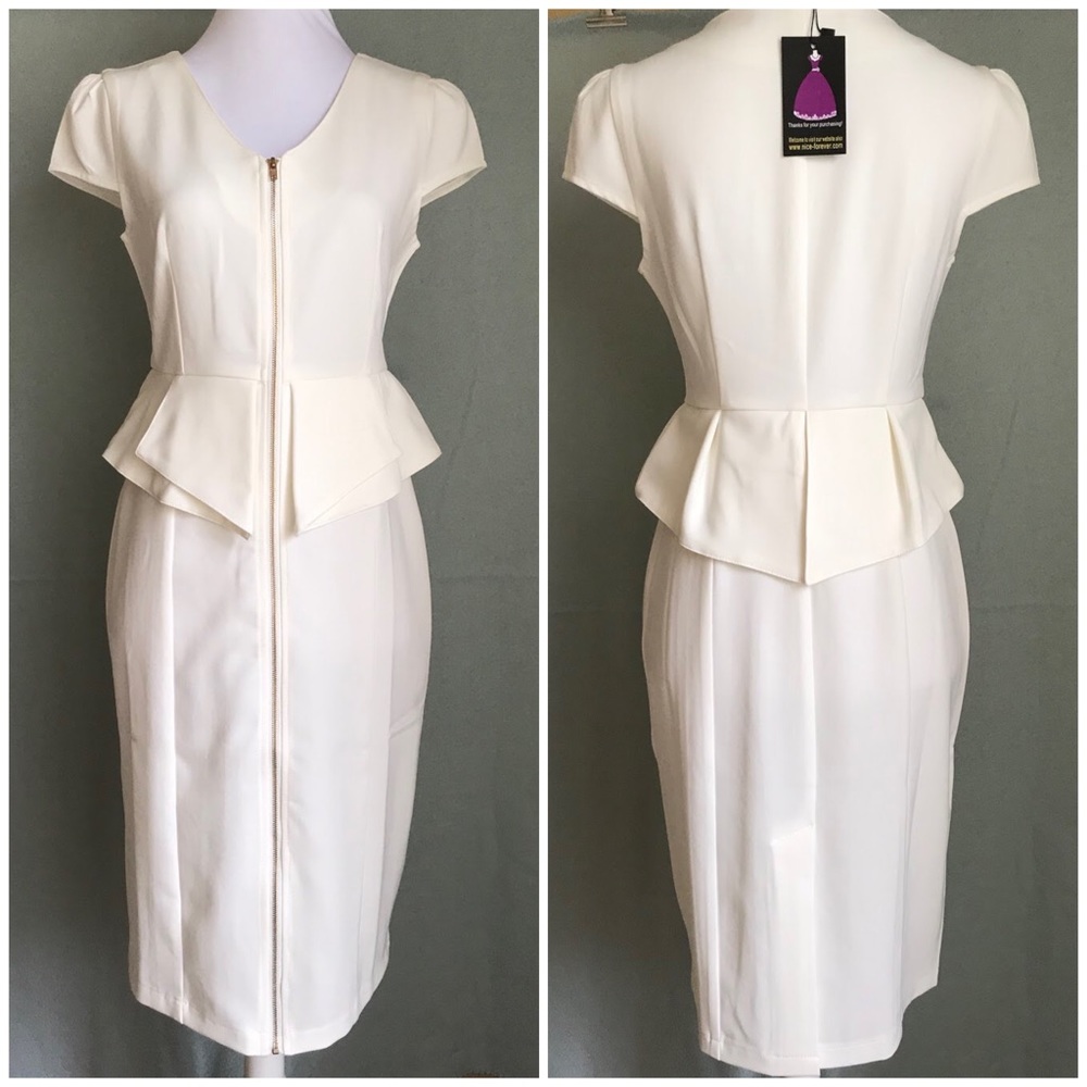 ✨NEW✨ Nice Forever Ivory Front Zipper Dress